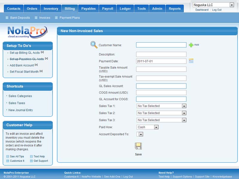 Screenshot of NolaPro Free Accounting