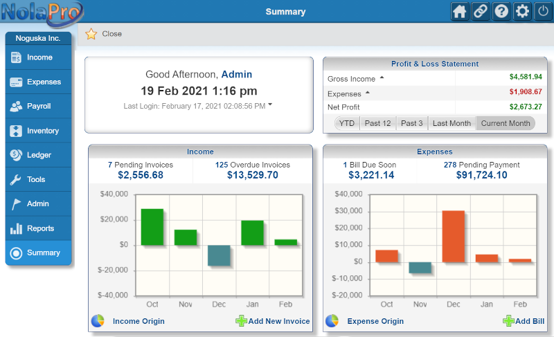 NolaPro Free Accounting screenshot
